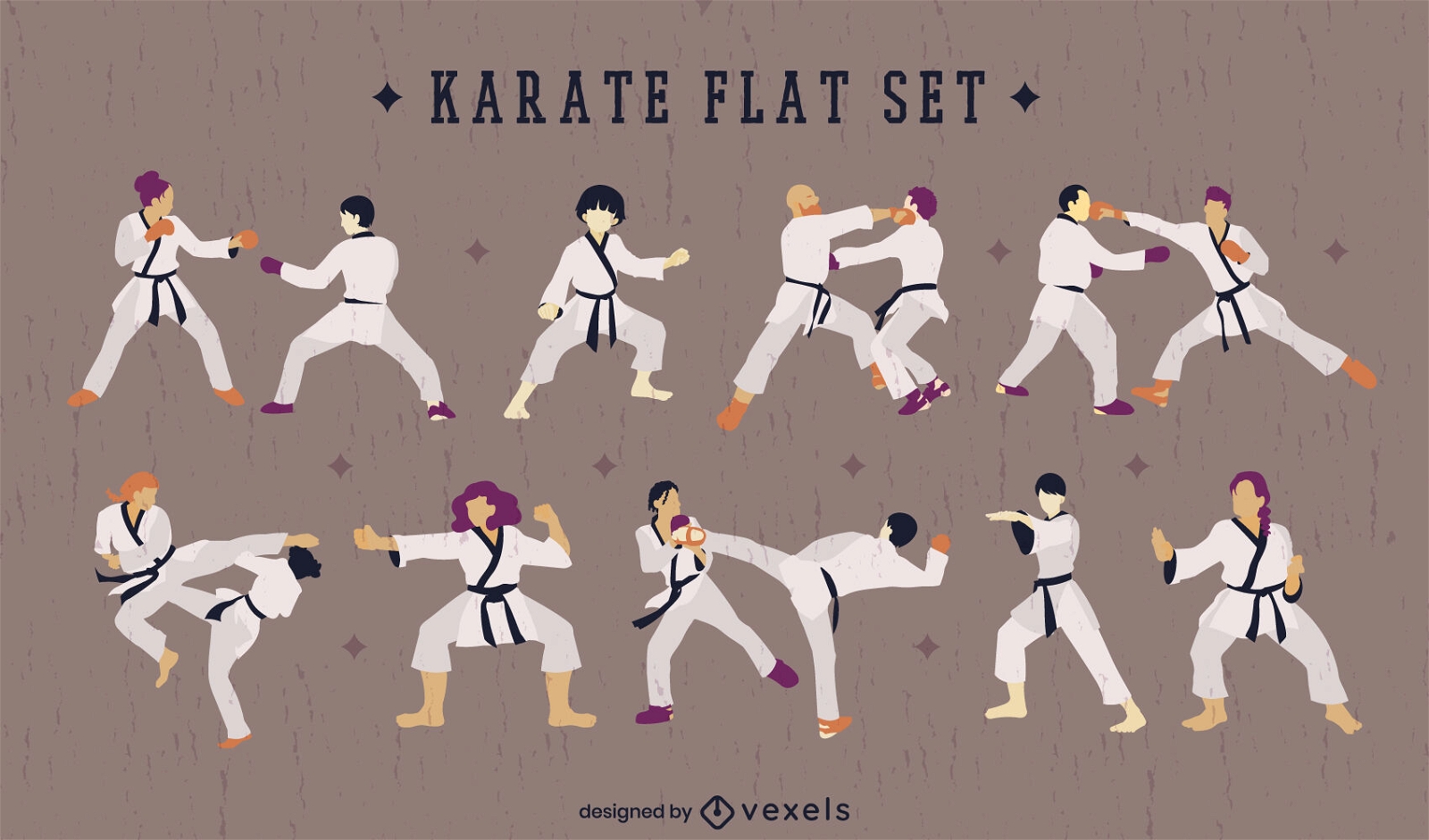 Karate-Kampfkunst-Sport-Leute-Set