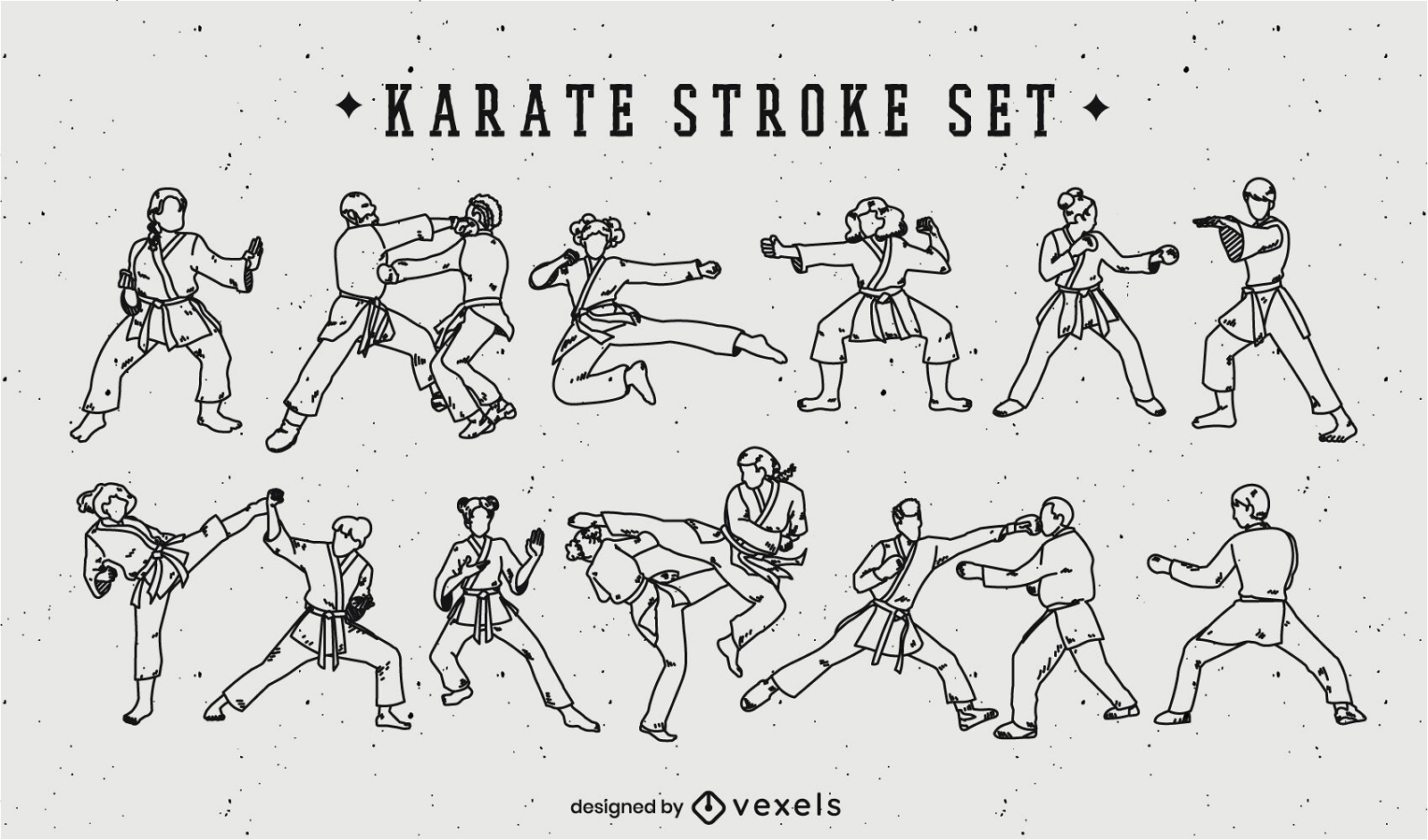 Karate-Kampfkunst bewegt Menschen Schlaganfall-Set