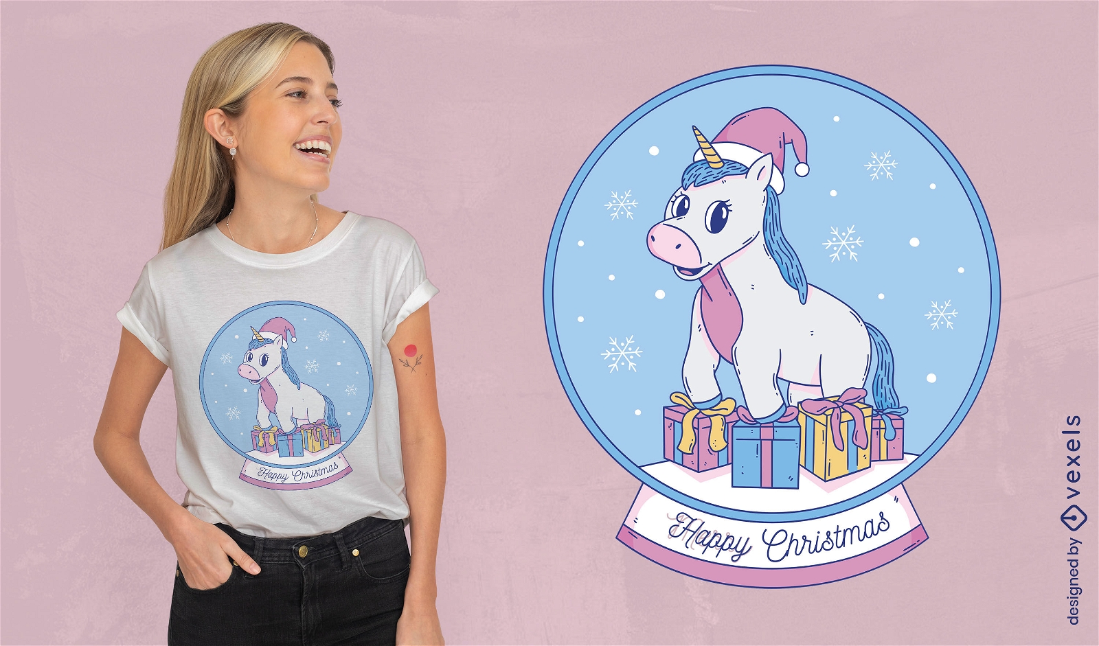 Christmas dome unicorn t-shirt design