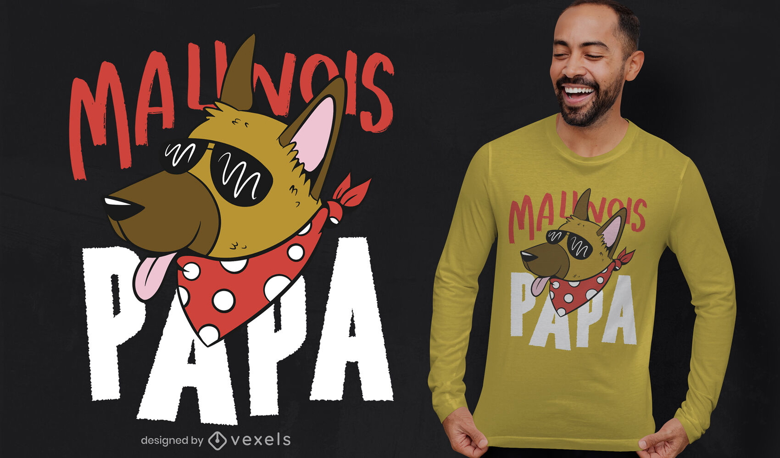 Cão de desenho animado com design de t-shirt de óculos de sol