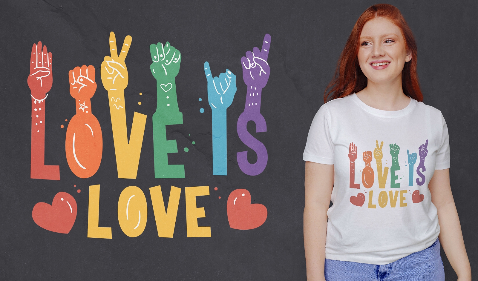 Love is love sign language t-shirt design
