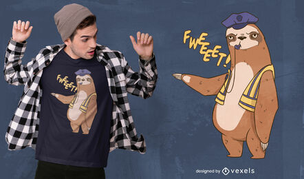Sloth traffic cop t-shirt design 
