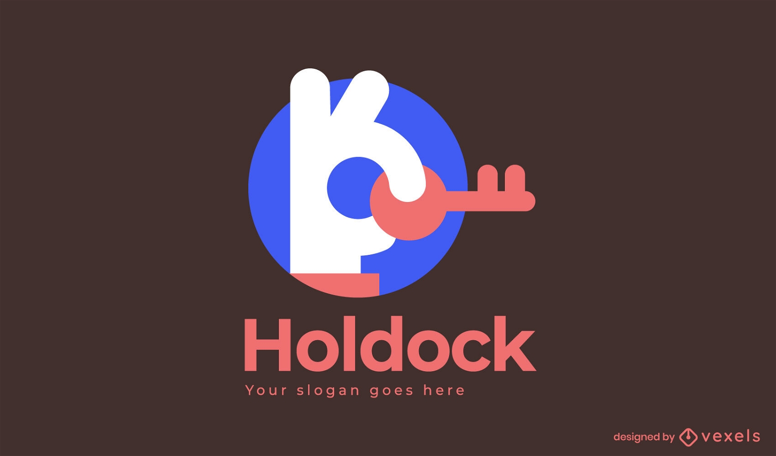 Hand holding door key logo template