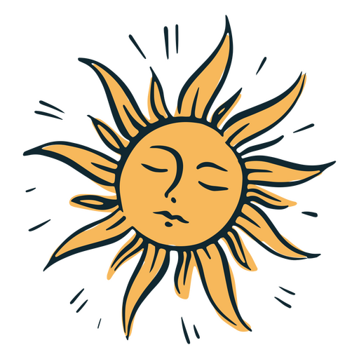 Sonne mit einem Gesichtssymbol PNG-Design