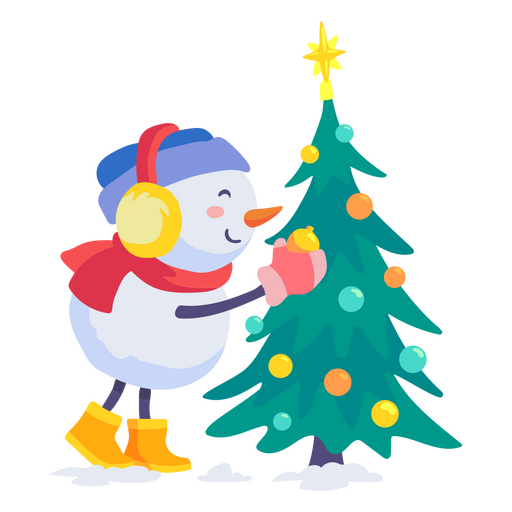 Snowman Christmas tree character PNG Design