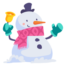 Snowman Jingle Bell Character PNG & SVG Design For T-Shirts