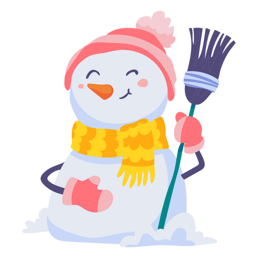 Personaje de escoba de muñeco de nieve Diseño PNG