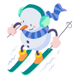 Snowman ski character PNG Design
