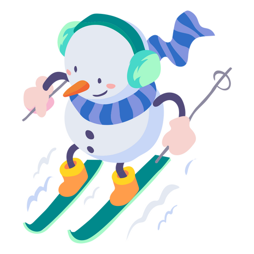 Personaje de esquí de muñeco de nieve