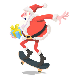 Skateboard Santa Christmas character PNG Design