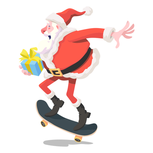 Personagem de skate Papai Noel Desenho PNG