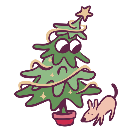 personagem de desenho animado de férias de árvore de natal Desenho PNG