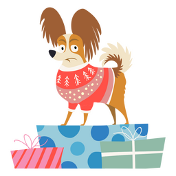 Christmas holiday presents dog character PNG Design