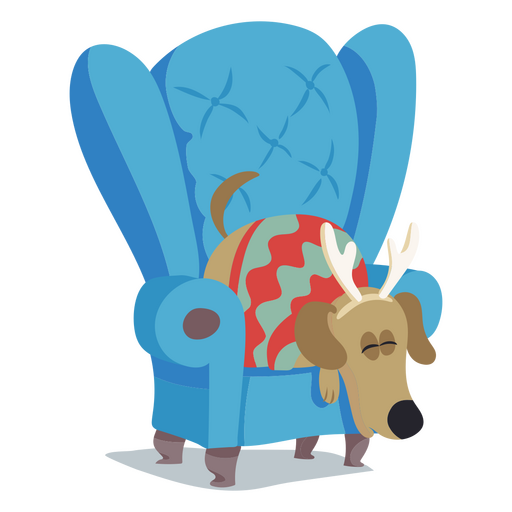 Personaje de sofá de mascota de perro de Navidad Diseño PNG