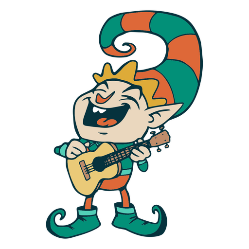 Personaje de canto de duende navideño. Diseño PNG