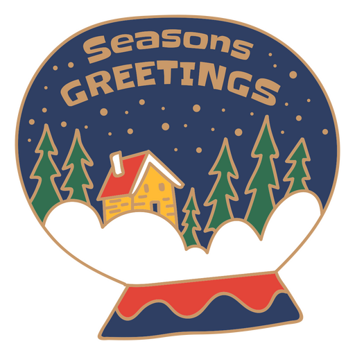 Season greetings snow globe Christmas quote badge