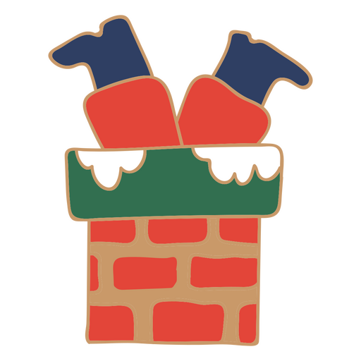 Santa claus chimney color stroke PNG Design