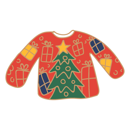 Christmas ugly sweater color stroke PNG Design