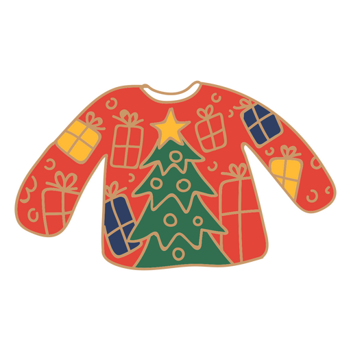 Trazo de color de suéter feo de navidad Diseño PNG