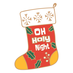 Holy night Christmas stocking quote badge PNG Design