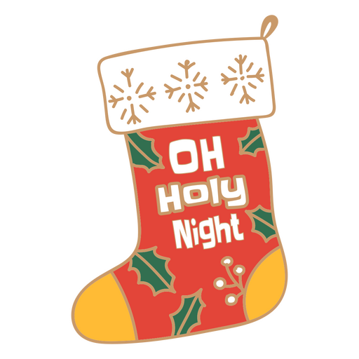 Holy night Christmas stocking quote badge PNG Design