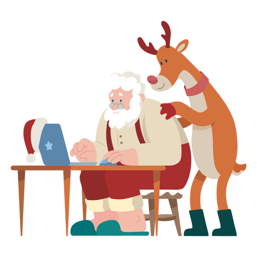 Weihnachtsmann und Rentierfiguren PNG-Design