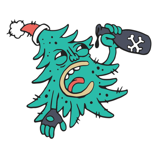 Trazo de color de árbol de navidad borracho Diseño PNG