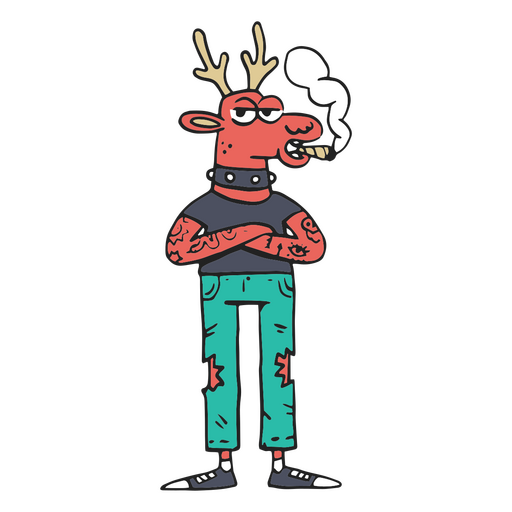 Punk christmas reindeer PNG Design
