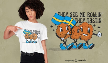 Design de camiseta engraçada sueca de bolo de carne