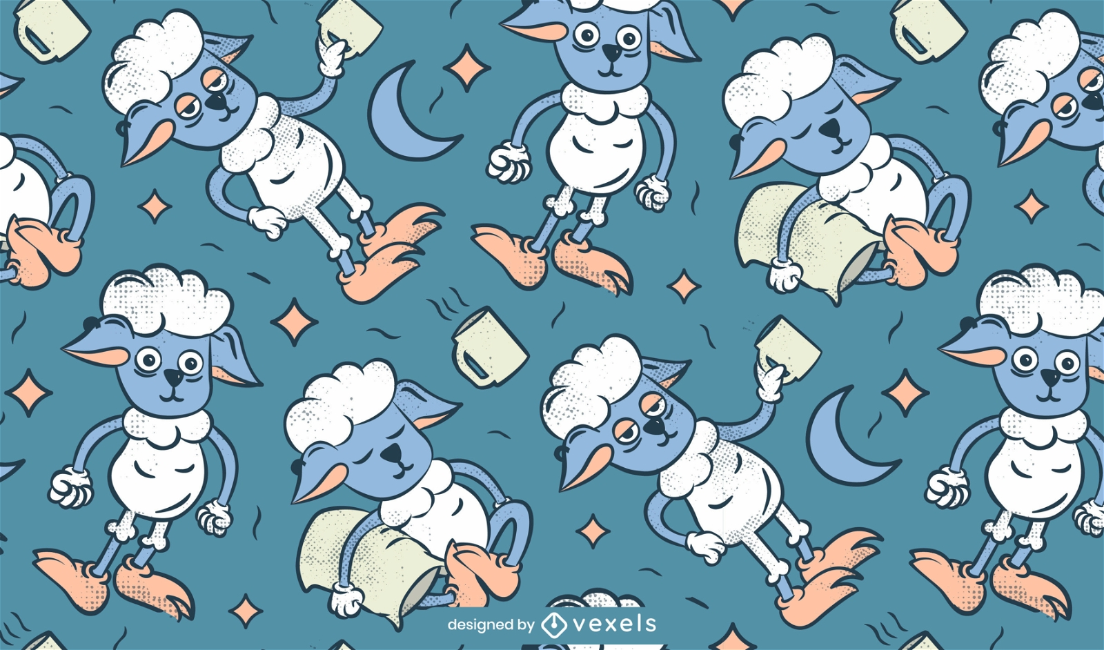 Schafe Tier Cartoon-Muster-Design