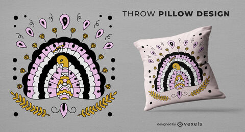 Diseño de almohada de tiro animal pavo real