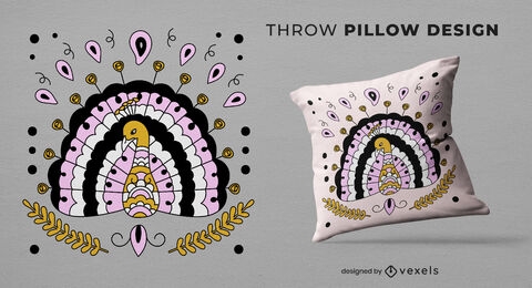 Peacock animal throw pillow design
