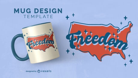 North american map freedom mug design
