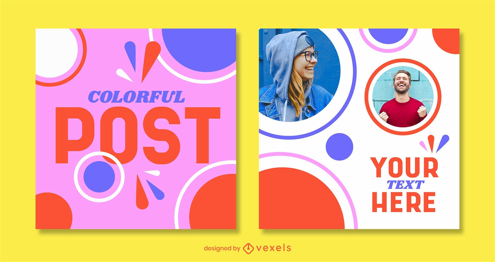 Instagram post template retro colorful shapes