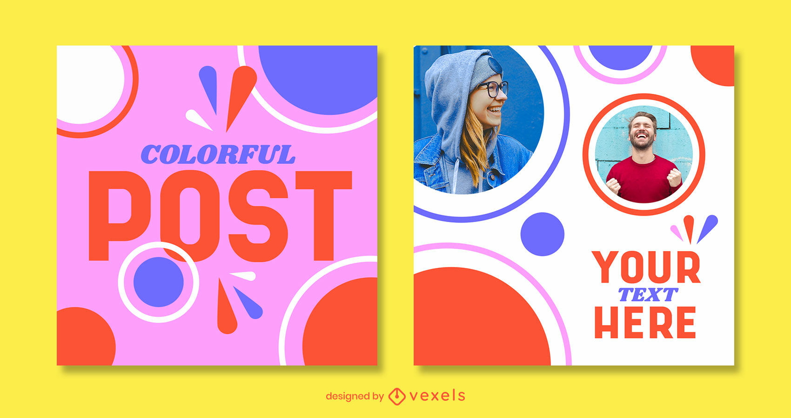 Plantilla de publicación de Instagram formas retro coloridas