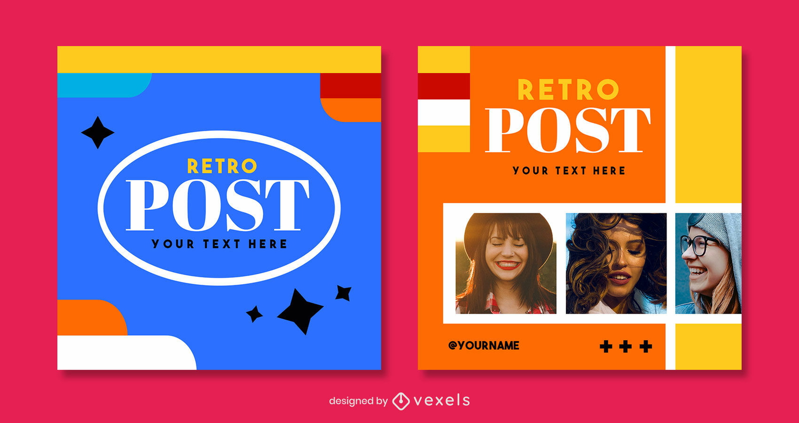 Plantilla de publicación de instagram colorida retro psd