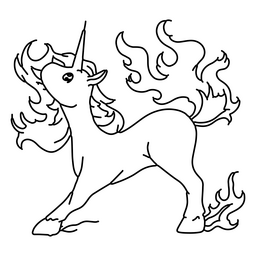 Unicorn stroke fire PNG Design