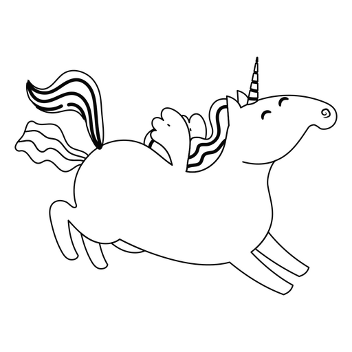 Unicorn stroke running PNG Design