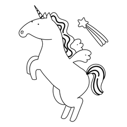 Unicorn Stroke Shooting Star PNG & SVG Design For T-Shirts