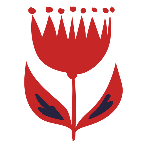 Dibujo de tulipán rojo con detalles Diseño PNG