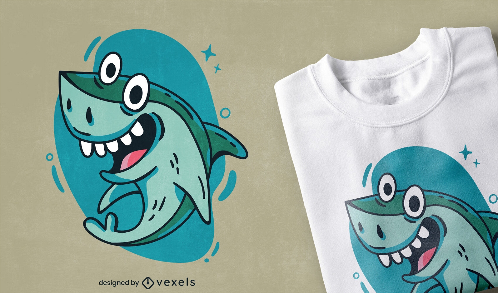 Desenho de t-shirt de animal marinho com tubar?o