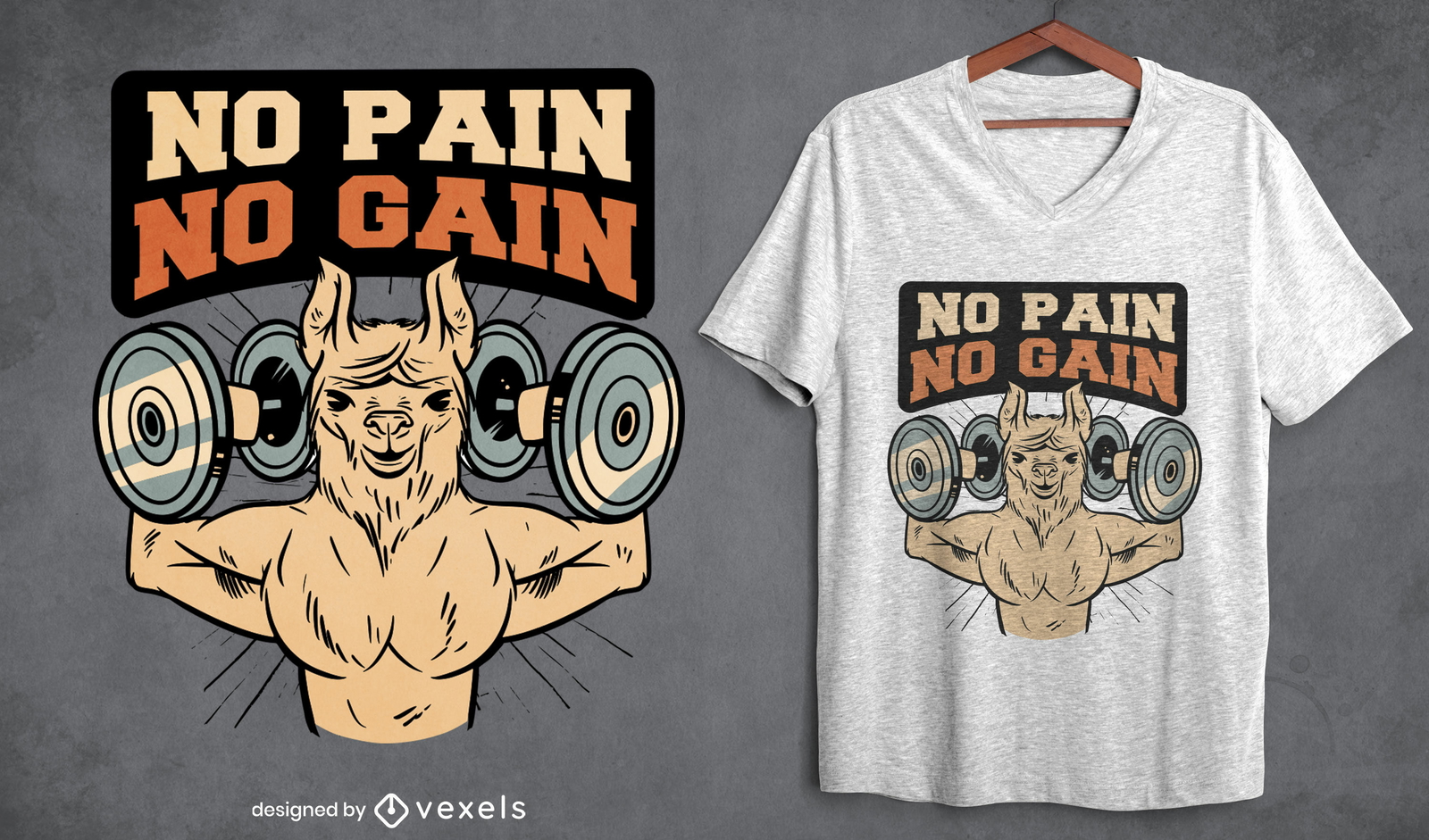 Gimnasio levanta diseño de camiseta de llama.