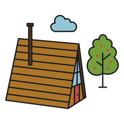 Árbol fuera de la cabaña Diseño PNG