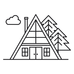 Triangular cabin and pines stroke  PNG Design Transparent PNG