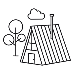 Dreieckige Kabine mit rundem Baumstrich PNG-Design