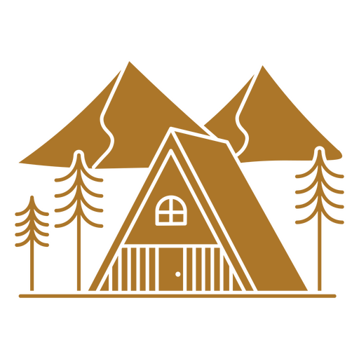 Cabaña triangular en las montañas recortadas Diseño PNG