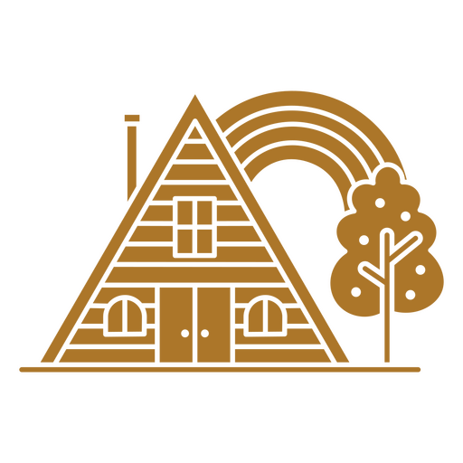 Cabine triangular e arco-?ris cortados Desenho PNG