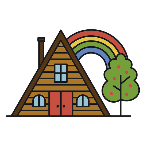 Triangular cabin with rainbow color stroke  PNG Design