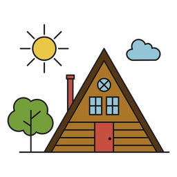 Dreieckige Kabine im Sonnenschein-Farbstrich PNG-Design
