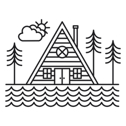 Piramidal cabin at the sea stroke  PNG Design